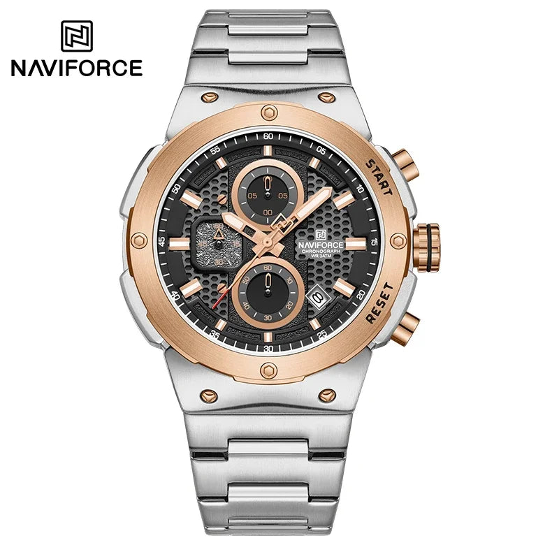 NAVIFORCE 2025 Man Quartz Watch Sport Military Watch For Men Waterproof Luminous Date Chronograph Stainless Steel Men's Watches