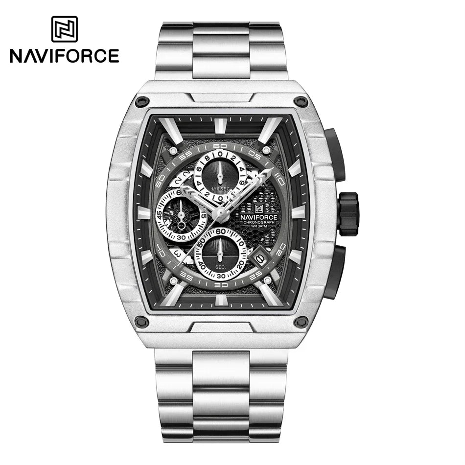 NAVIFORCE Man Watch Luxury Waterproof Stainless Steel Quartz Men's Watches Sports Auto Date Wristwatch Chronograph Simple Clocks