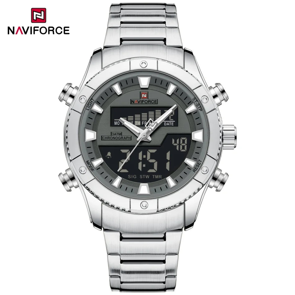 NAVIFORCE New Fashion Design Sports Men's Watches Waterproof Auto Day and Date Display Quartz Wristwatches