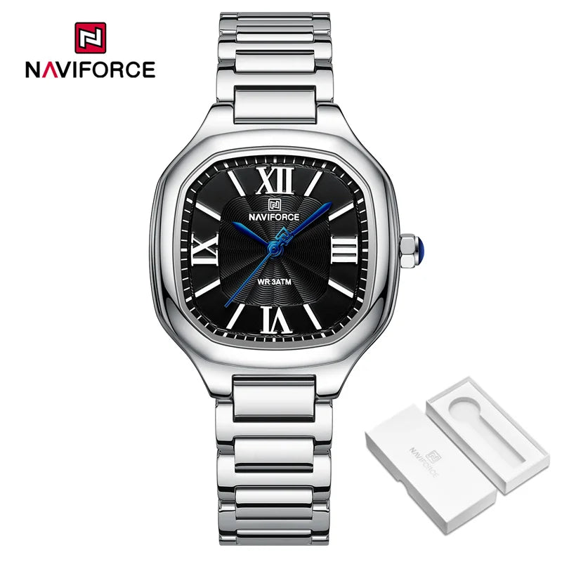 NAVIFORCE Women's Casual Watch Stainless Steel Bracelet Fashion Business Waterproof Quartz Wristwatches Ladies' Relogio Feminino