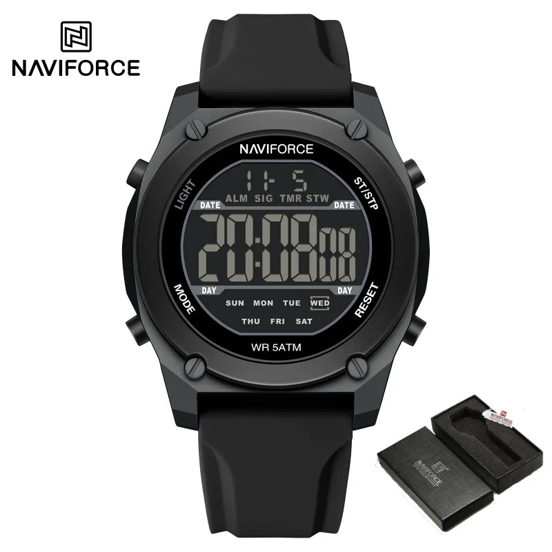 NAVIFORCE Men Digital Watch Sports Fashion Watches Waterproof 50M Man HD Electronic Screen Student Cool Alarm Display Wristwatch