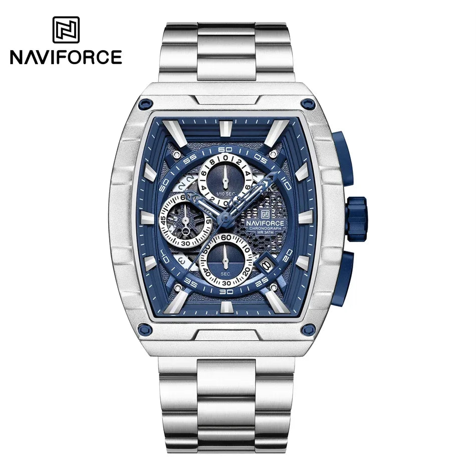 NAVIFORCE Man Watch Luxury Waterproof Stainless Steel Quartz Men's Watches Sports Auto Date Wristwatch Chronograph Simple Clocks