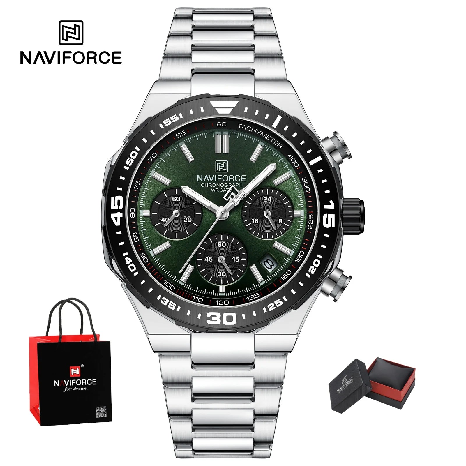 NAVIFORCE Luxury Stainless Steel Waterproof Classic Quartz Wristwatches Fashion Watch Men High Quality Male Big Face Clock Gifts