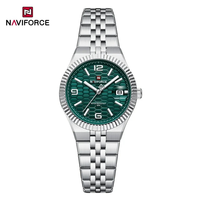 NAVIFORCE Women Watches Quartz Wristwatch Waterproof High Quality Ladies Steel Bracelet Female Romantic Stylish Business Clock