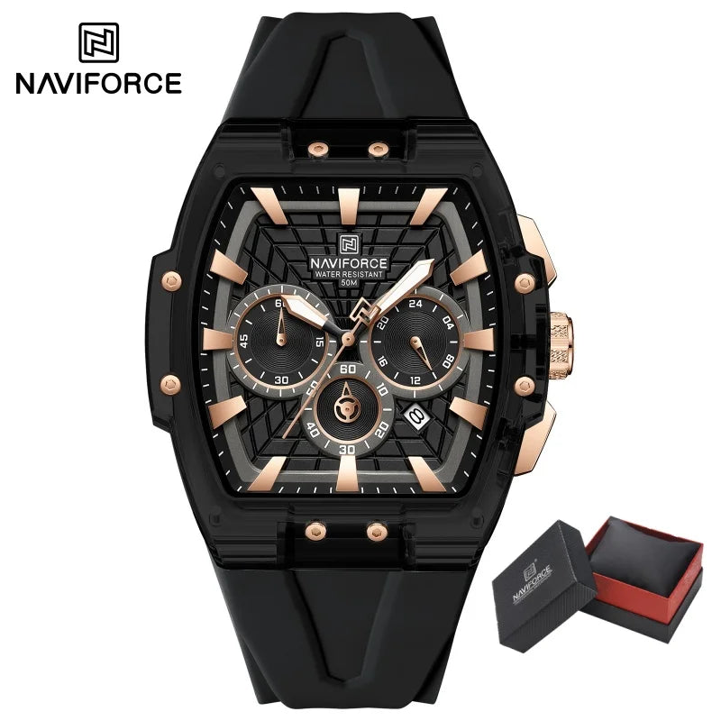 NAVIFORCE Top Brand Watches Men Quartz 5ATM Waterproof Date Luminous Clocks Trendy Sport Outdoor Chronograph Wristwatch for Male