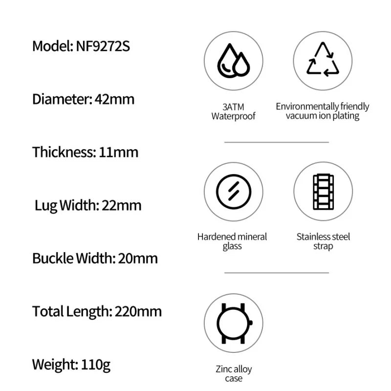 NAVIFORCE Man's Watch Quartz Calendar 30M Waterproof Stainless Steel Male Stylish Daily Luxury Wristwatch Gifts Box Father's Day