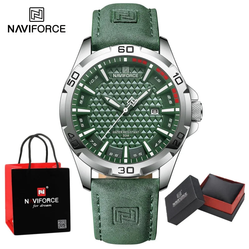 Top Brand NAVIFORCE Male Fashion Luxury WristWatch Men Quartz Watch Sports Shockproof Waterproof Leather Casual Package Gifts