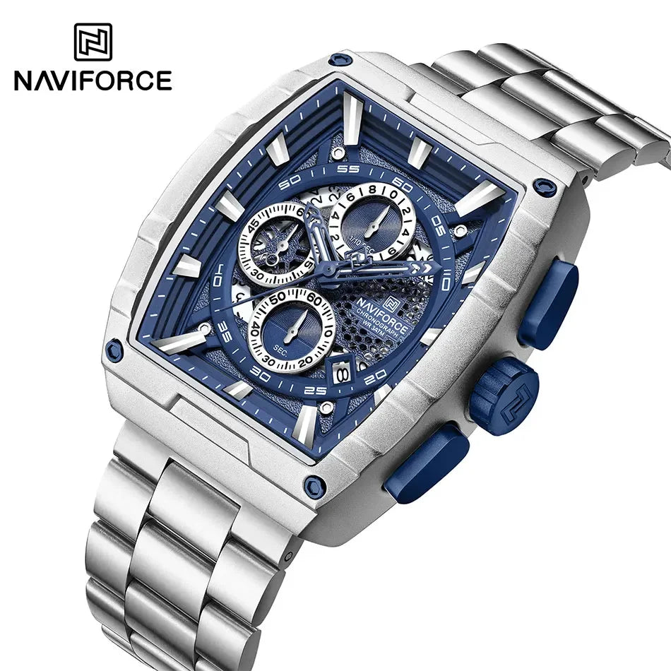 NAVIFORCE Man Watch Luxury Waterproof Stainless Steel Quartz Men's Watches Sports Auto Date Wristwatch Chronograph Simple Clocks