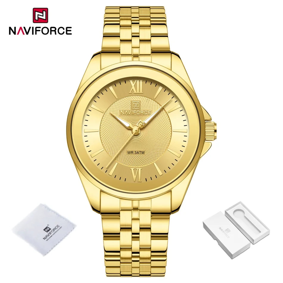 NAVIFORCE Women Watches Ladies Creative Watch Stainless Strap New Fashion Charm Quartz 30m waterproof Wristwatches Female Clock