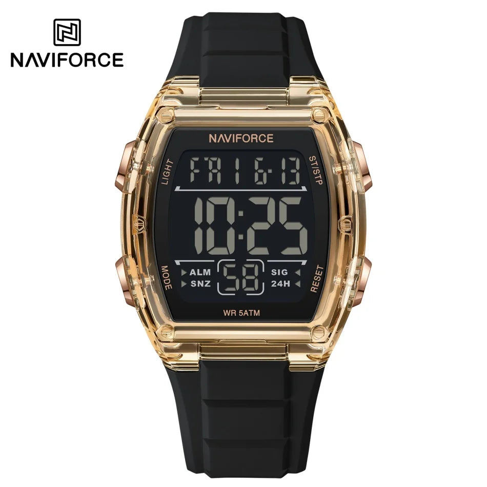 NAVIFORCE Men's Watch Alloy Dial Analog LCD Digital Display Sport Waterproof Quartz Wristwatch Date Chronograph Luminous Clock