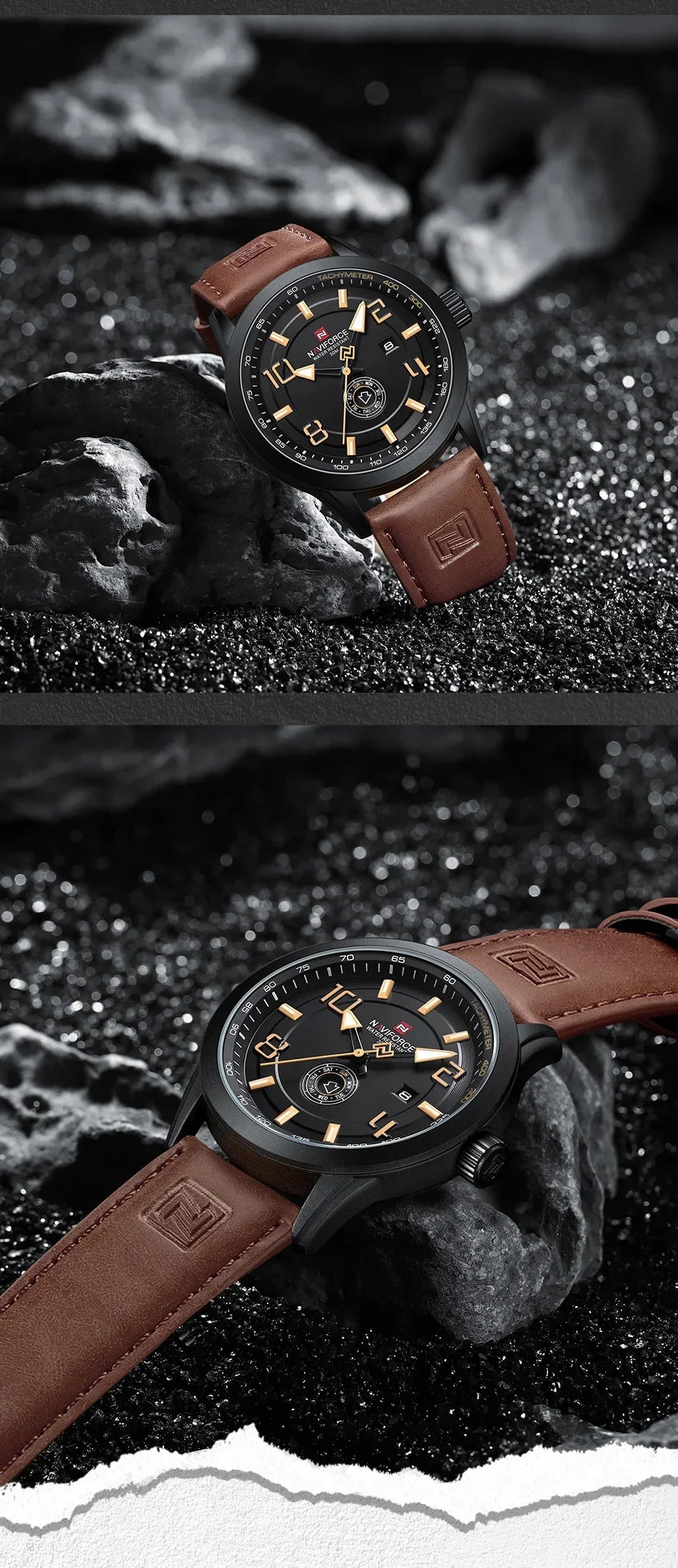 NAVIFORCE Watches for men Fashion Sports PU Strap 30m Waterproof Quartz Calendar Display Wristwatch Male Gift Relogio Masculino