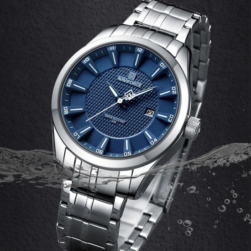 NAVIFORCE New Style Man's Watch Waterproof Quartz Calendar Date Clock Stainless Steel  Male Business Casual Wristwatch Gifts Box