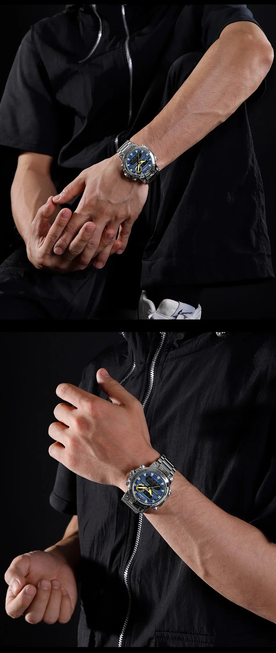 NAVIFORCE Men Military Watch Waterproof Wristwatch Dual Display Quartz Clock Sport Watch Male Big Watches Men Relogios Masculino