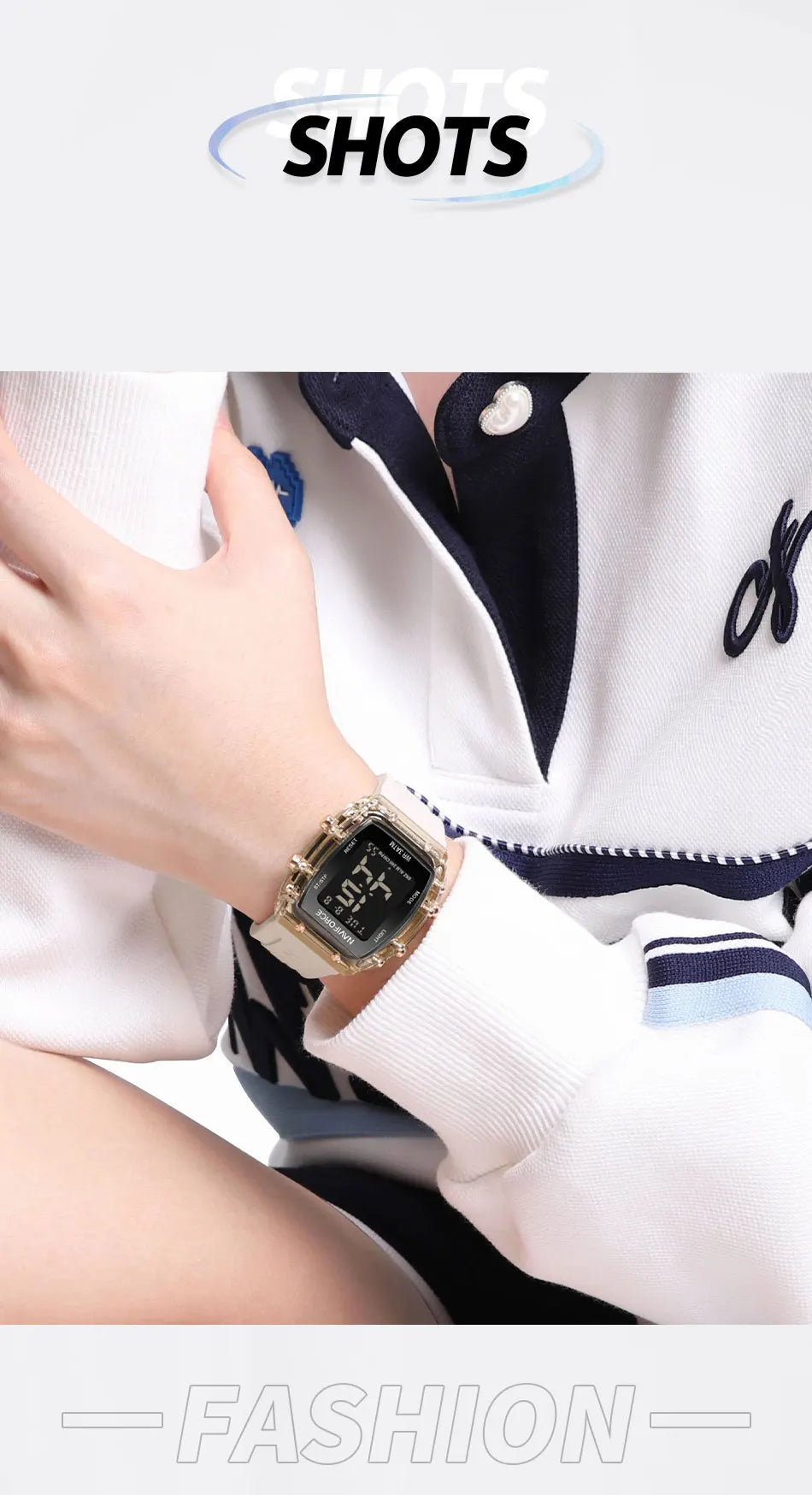 NAVIFORCE Women Watch Waterproof Personality Square Wristwatches LED Digital Silicone Strap Sport Electronic Clock Montre Femme