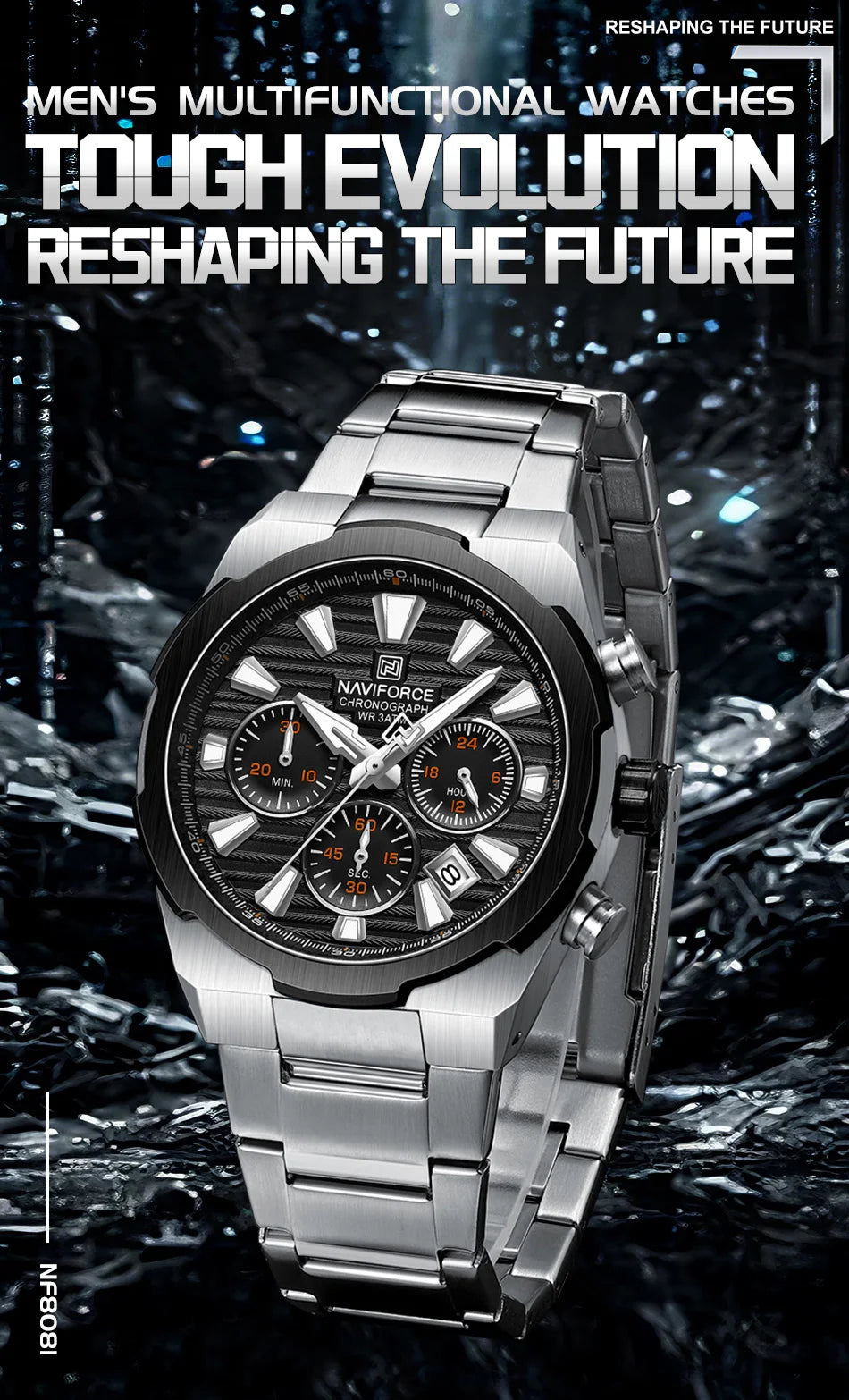 NAVIFORCE Man's Watch Mutifunction Chronograph Quartz Calendar Display Luminous New Men Clock Military Style Wristwatch Gift Box