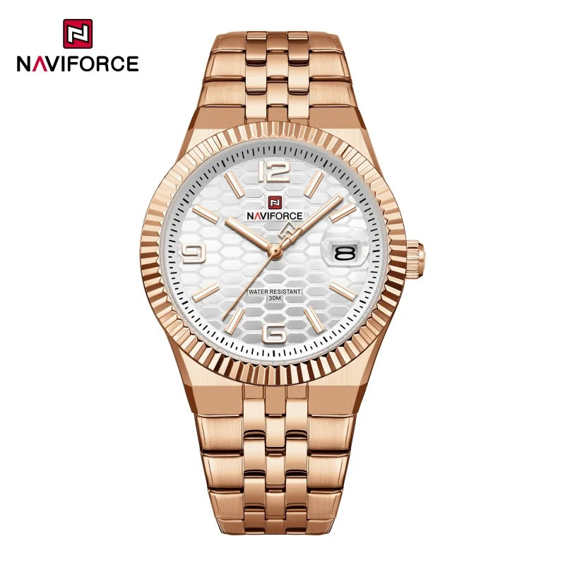 NAVIFORCE Men's Watch Quartz Date Display 30M Waterproof Luminous Stainless Steel Male Trendy Luxury Wristwatch Relogio Masculin