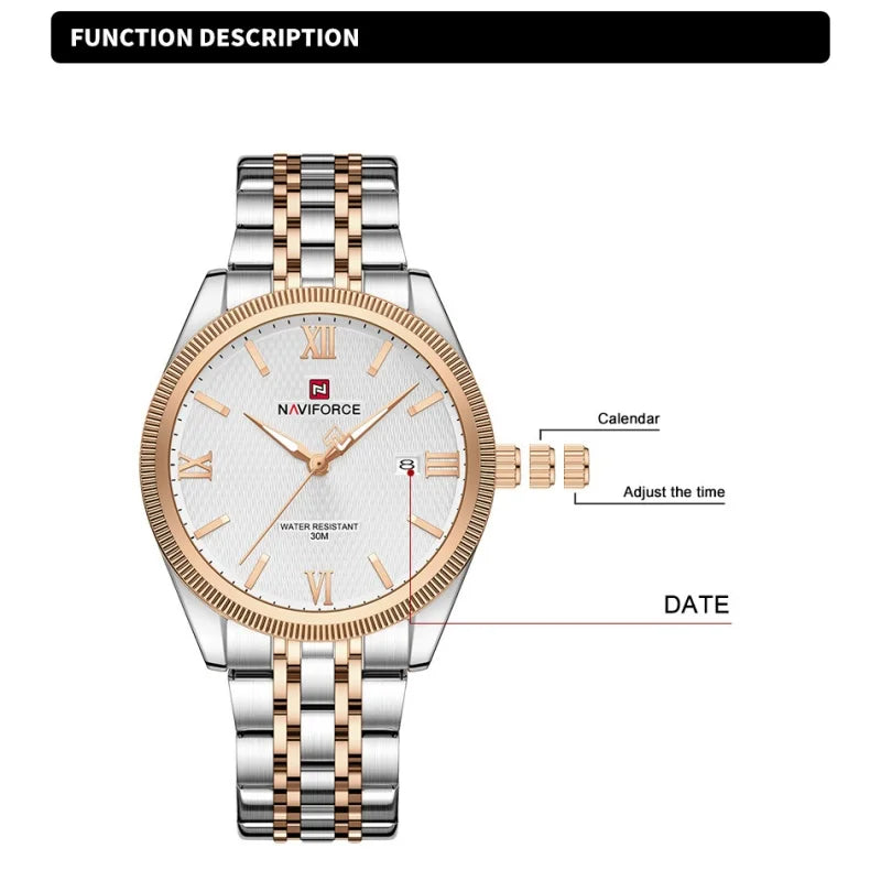 NAVIFORCE Men Watch Quartz Calendar Waterproof Stainless Steel Trendy Male Business Original Design NF9282 Wristwatch Gift Box