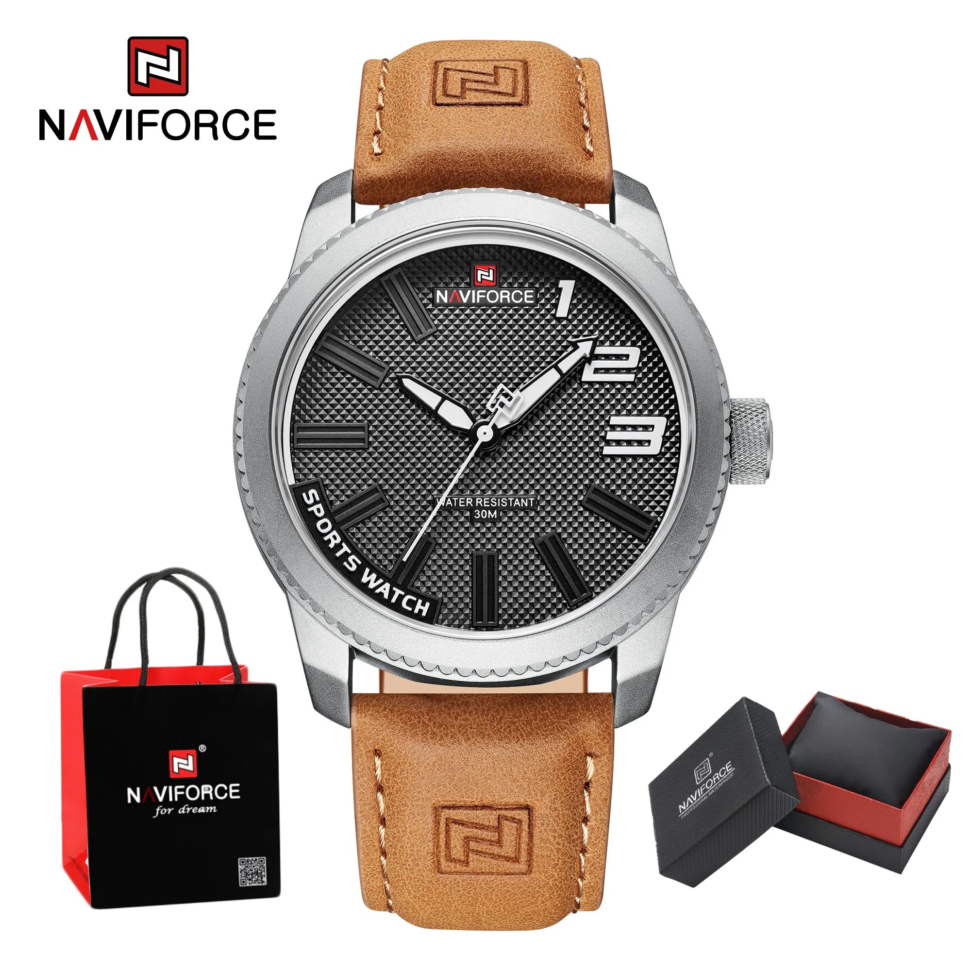 Luxury Brand NAVIFORCE Watch For Men 2025 New Original Leather Fashion Casual Sports Waterproof Quartz Wrist Watch Package Gifts