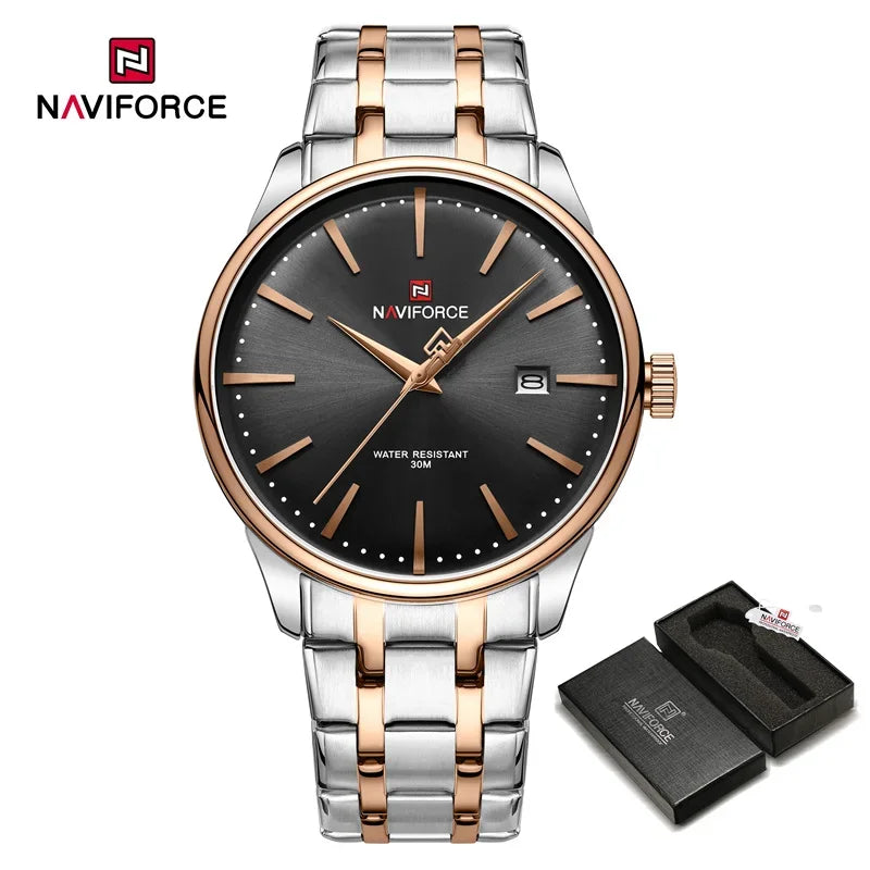 Top Brand NAVIFORCE Men's Calendar Watch Waterproof Fashion Business Stainless Steel Strap Quartz Wristwatches Relogio Masculino