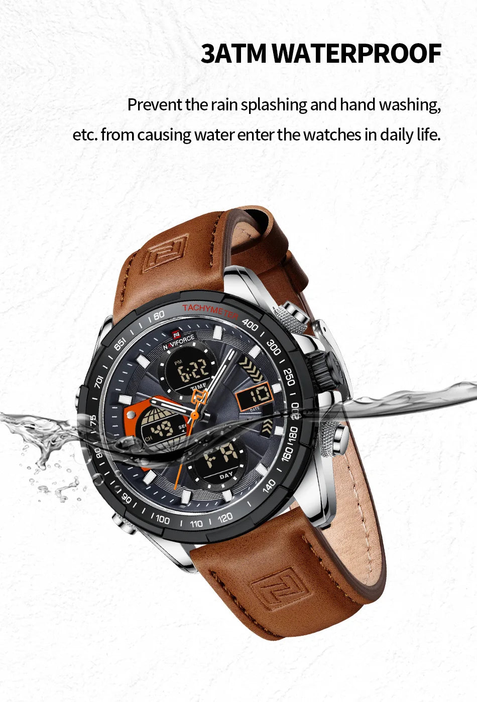 NAVIFORCE Military Watches for Men Luxury Sport Chronograph Alarm WristWatch Waterproof Quartz Big Clock Digital Male Watch