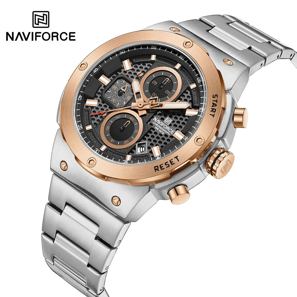 NAVIFORCE 2025 Man Quartz Watch Sport Military Watch For Men Waterproof Luminous Date Chronograph Stainless Steel Men's Watches