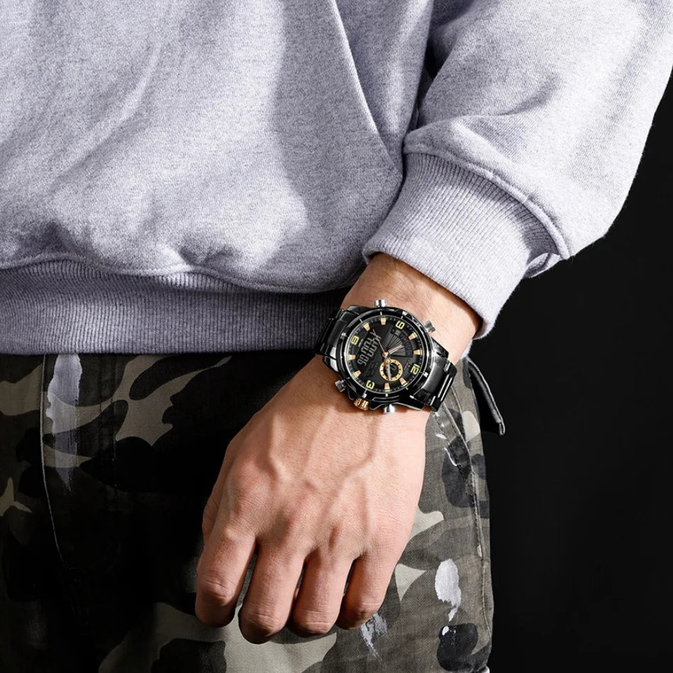NAVIFORCE Men Watch Steel Band Men's Wrist Watch Casual Sports Multifunction Waterproof big dial Chronograph Day and Date Clock