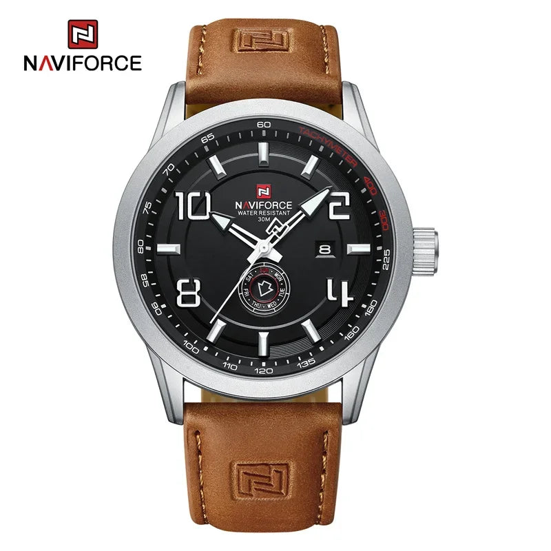 NAVIFORCE Watches for men Fashion Sports PU Strap 30m Waterproof Quartz Calendar Display Wristwatch Male Gift Relogio Masculino