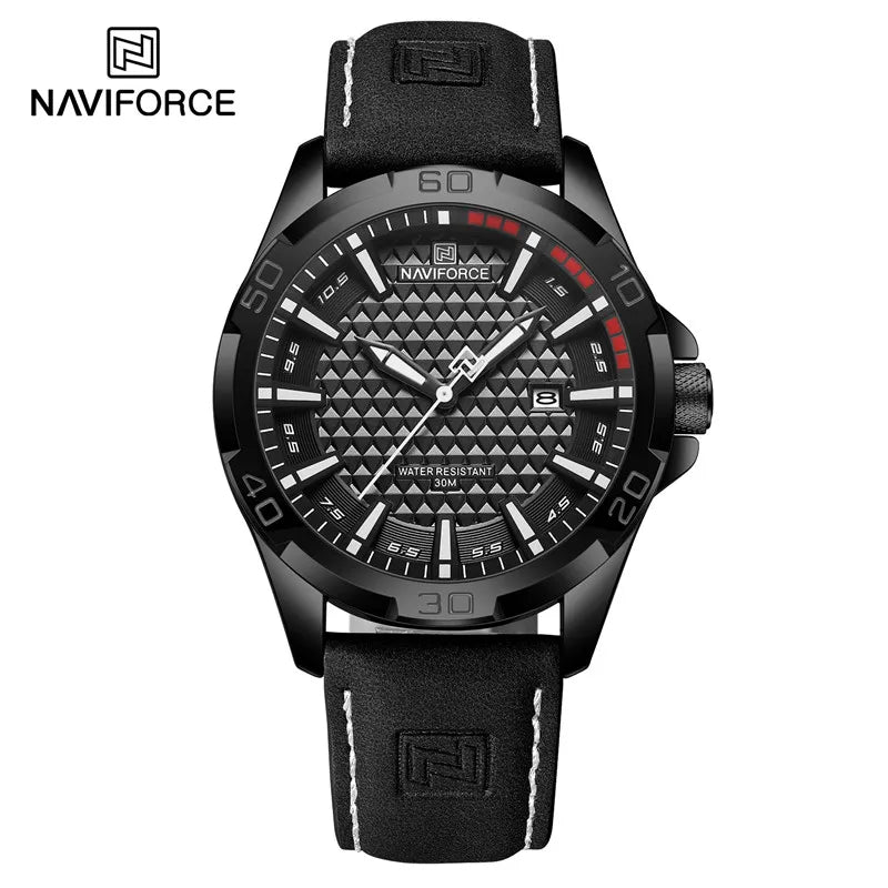 Naviforce Brand Sports Men Watches Leather Band Male 30m Waterproof Military Wristwatch Quartz Date Clock Relogio Masculino 2023