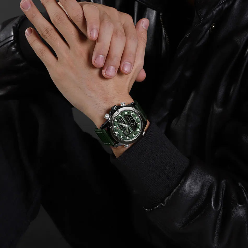 NAVIFORCE Digital Mens Military Watch Waterproof Watch Dual Display Quartz Sports Watch For Men Luminous High Quality Wristwatch
