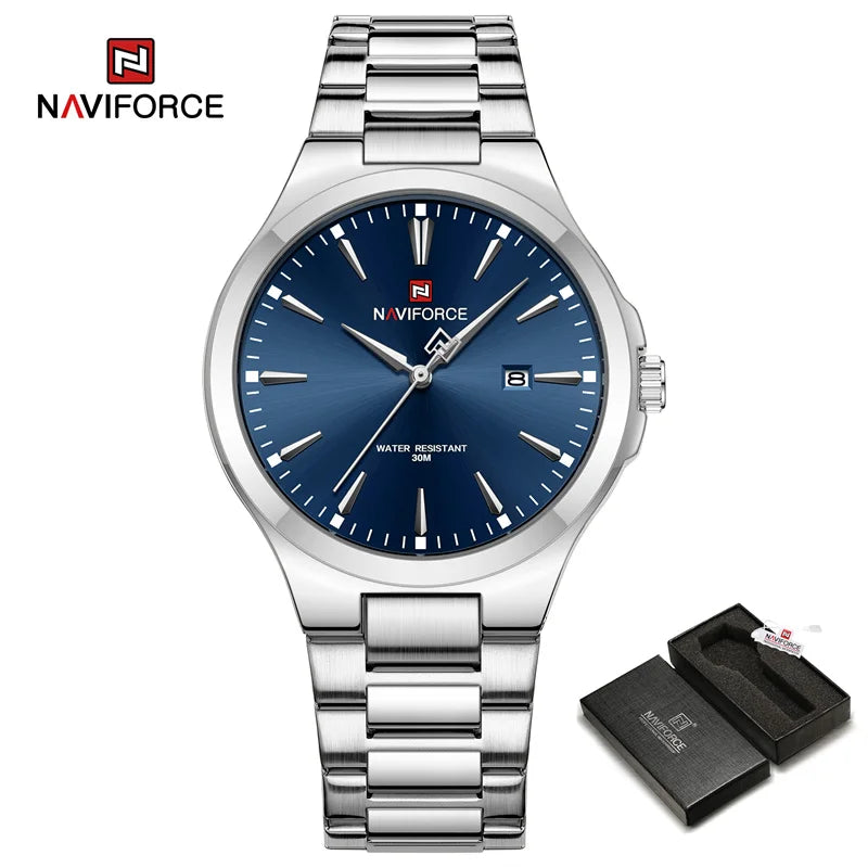 NAVIFORCE Original Fashion Watches for Men Stainless Steel Simple Elegant Clock Male Waterproof Wrist Watch Relogio Masculino