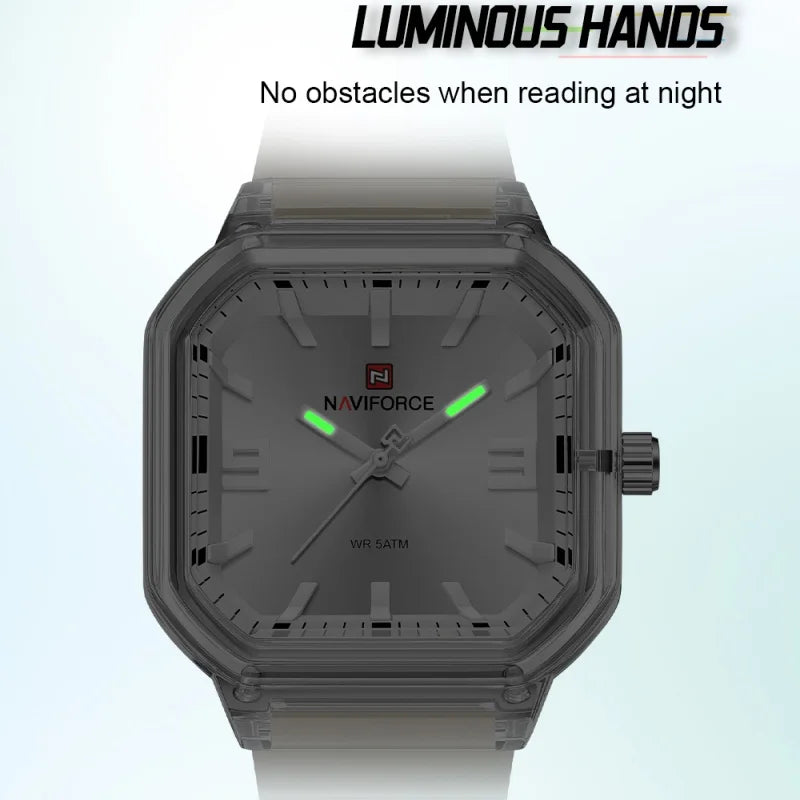 NAVIFORCE Women Polygon Watch Fashion Elegant Watches Display Silicone Strap 5ATM Waterproof Luminous Hand Ladies Gifts Watches