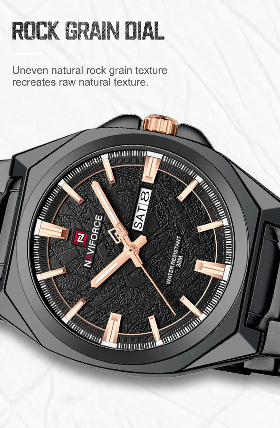 NAVIFORCE Male Quartz Stylish Wristwatch Date Week Display Waterproof Luminous Steel Band Man's Clock Luxury Wristwatch Gift Box