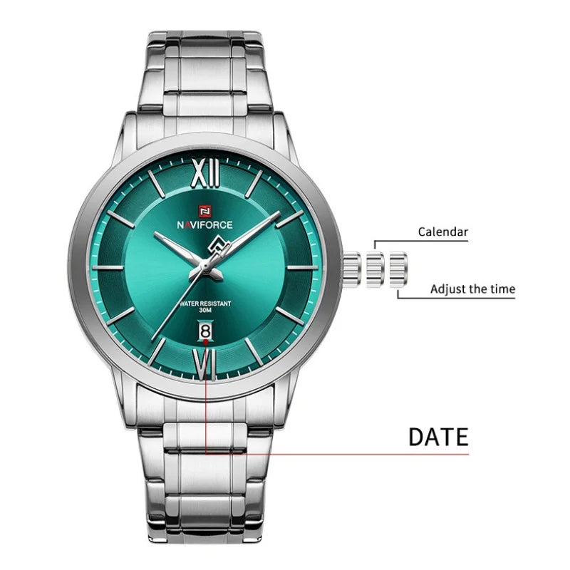 NAVIFORCE Original Watches for Men Quartz Waterproof Calendar Clock Steel Strap Military Luxury Sports Male Wristwatch Gift Box
