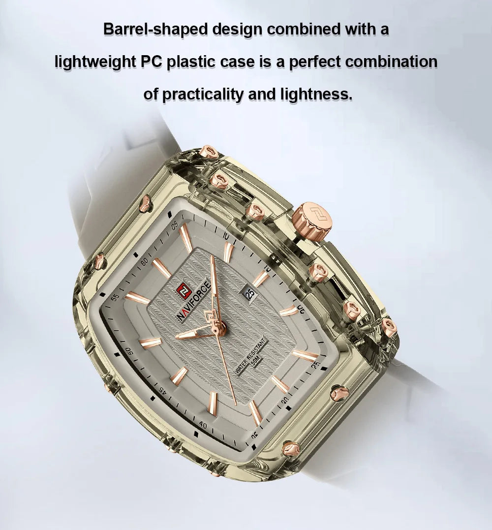 NAVIFORCE Ladies Wristwatches Fashion Comfortable Silicone Strap Date Women's Watches Quality Waterproof Female Luminous Clock