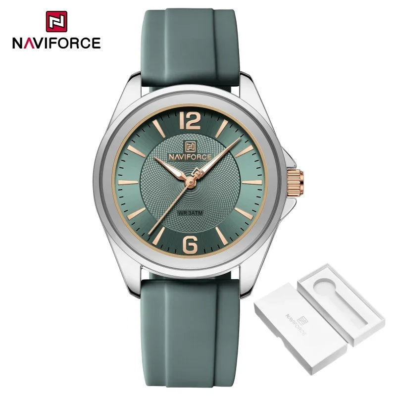 NAVIFORCE Luxury Sport Watch for Women Elegant Waterproof Wristwatch with Comfortable Silicone Strap Fashion Ladies Dress Clock