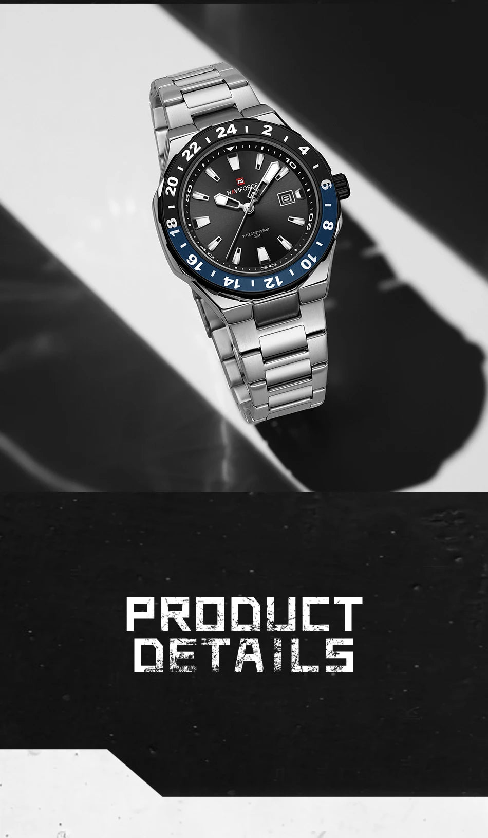 NAVIFORCE Watches for Man Luxury Sports Quartz Clock Luminous Calendar Stainless Steel Waterproof Wristwatch Relogio Masculino