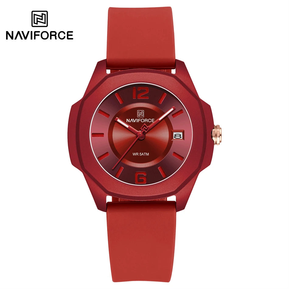 High Quality NAVIFORCE Women's Luxury Elegant Quartz Watch Simple Style Silicone Strap 3ATM Waterproof Wristwatches Reloj Mujer