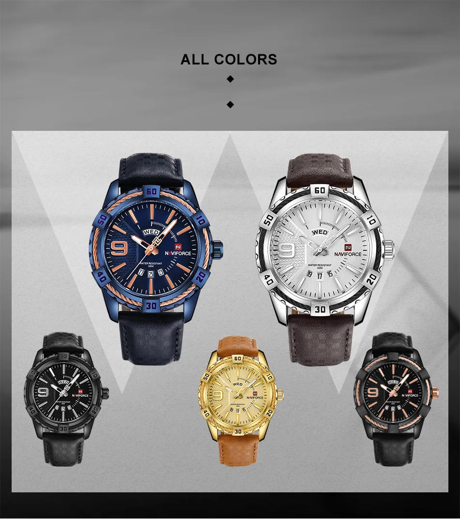 New NAVIFORCE Luxury Brand Men Fashion Watches Men's Waterproof Quartz Watch Male Clock With Box Set For Sale Relogio Masculino