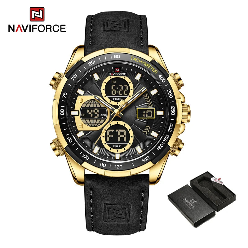 NAVIFORCE Men's Military Watch Multifunction Chronograph Sports 3ATM Waterproof with Alarm Day And Date Display Male Gifts Clock