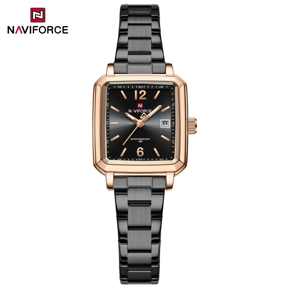 NAVIFORCE Square Design Lover's Watches Original Casual Waterproof Calendar Luxury Sports Quartz Watch for Women Men Date Gift