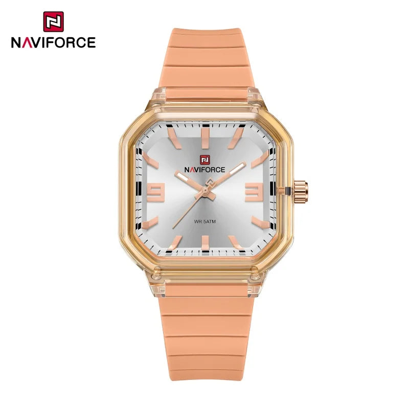 NAVIFORCE Women Polygon Watch Fashion Elegant Watches Display Silicone Strap 5ATM Waterproof Luminous Hand Ladies Gifts Watches