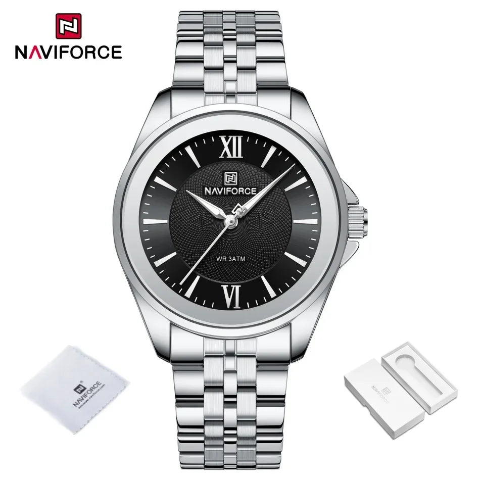 NAVIFORCE Women Watches Ladies Creative Watch Stainless Strap New Fashion Charm Quartz 30m waterproof Wristwatches Female Clock