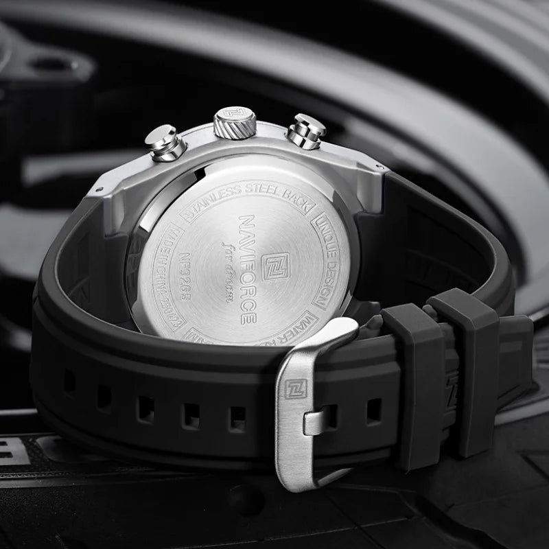 NAVIFORCE Man's Watches Dual Display Week and Date Waterproof Luminous Silicone Strap Male Business Fashion Wristwatch Gift Box