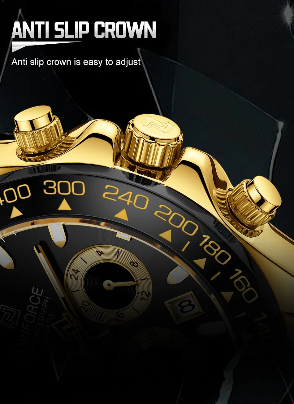 NAVIFORCE Brand Fashion Luxury Watch For Men Waterproof Chronograph Clock Business Casual Silicone Strap Wristwatches 2024 New