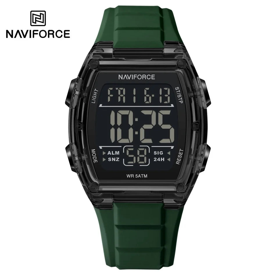 NAVIFORCE Men's Watch Alloy Dial Analog LCD Digital Display Sport Waterproof Quartz Wristwatch Date Chronograph Luminous Clock