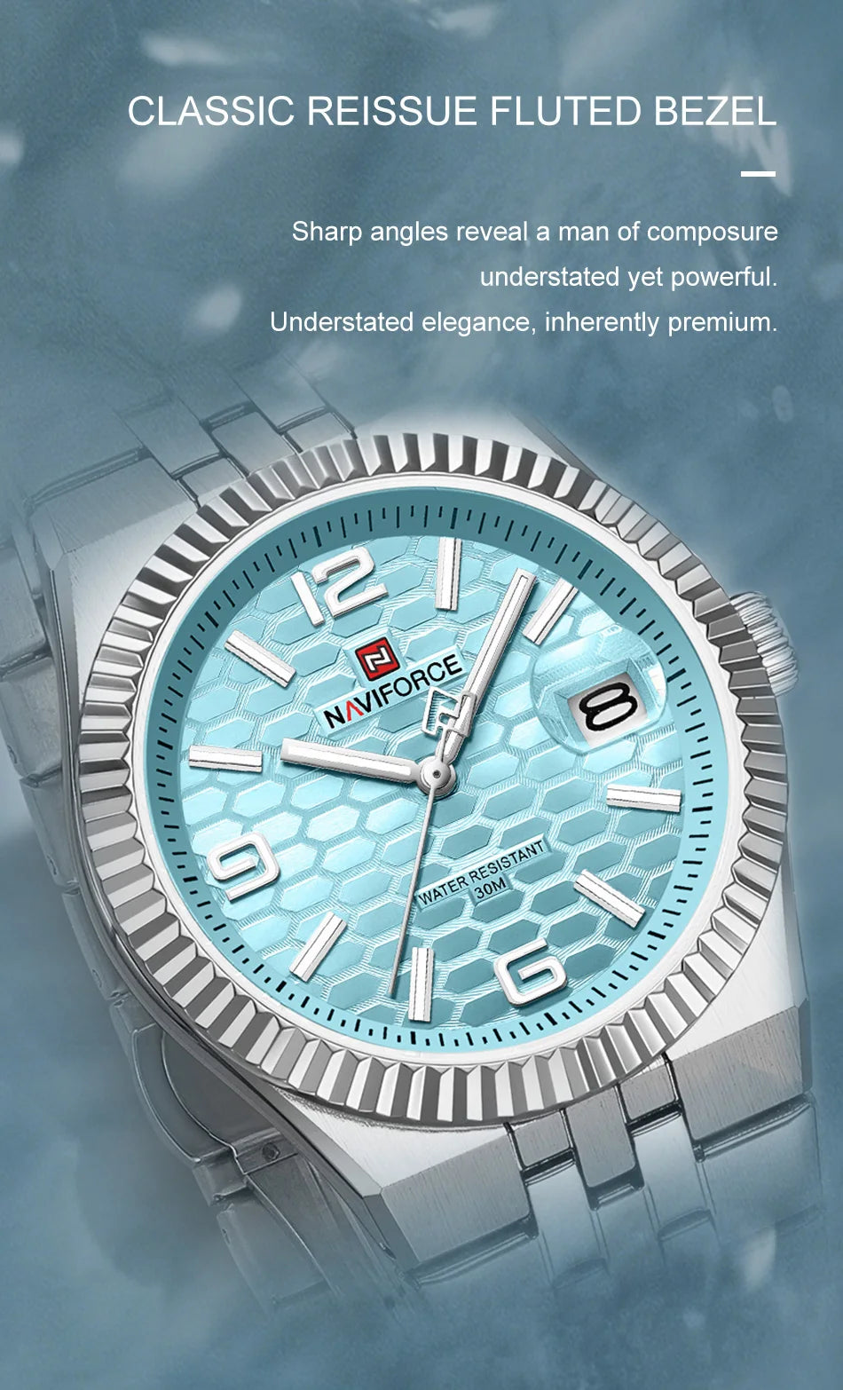 NAVIFORCE Men's Watch Quartz Date Display 30M Waterproof Luminous Stainless Steel Male Trendy Luxury Wristwatch Relogio Masculin