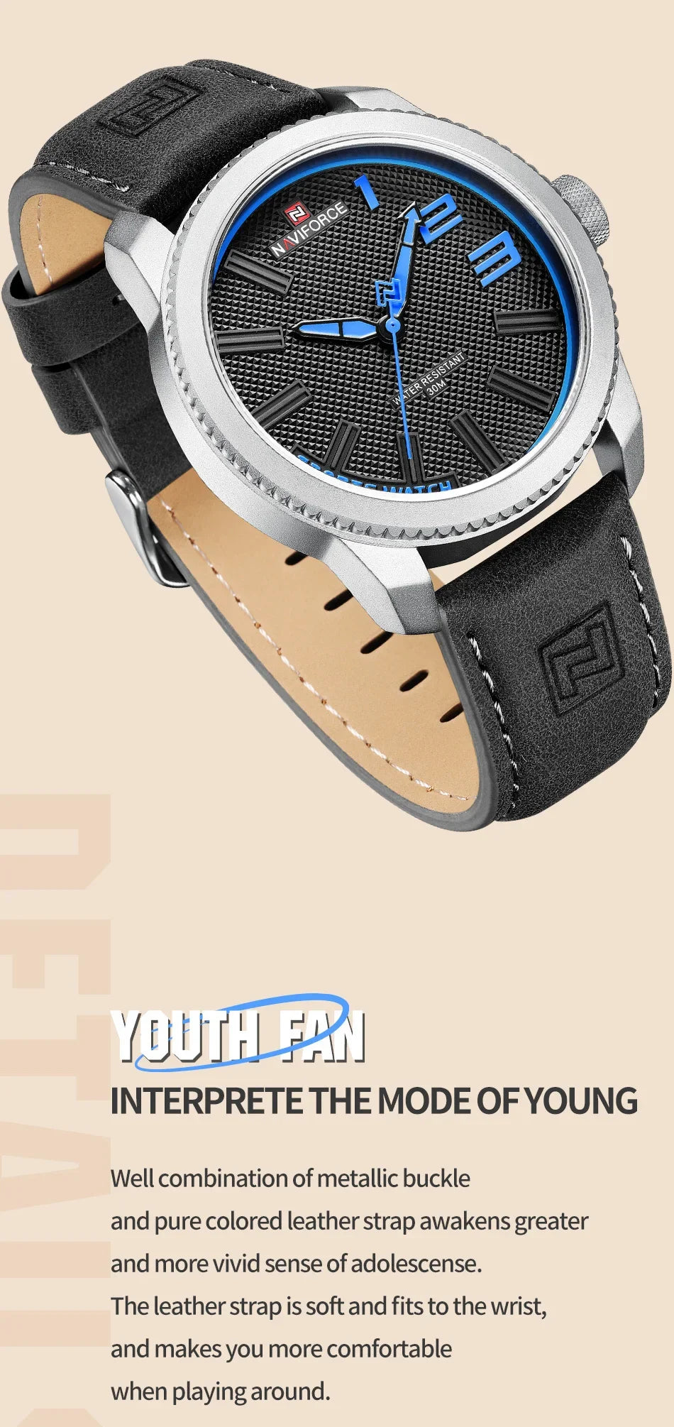 Luxury Brand NAVIFORCE Watch For Men 2025 New Original Leather Fashion Casual Sports Waterproof Quartz Wrist Watch Package Gifts