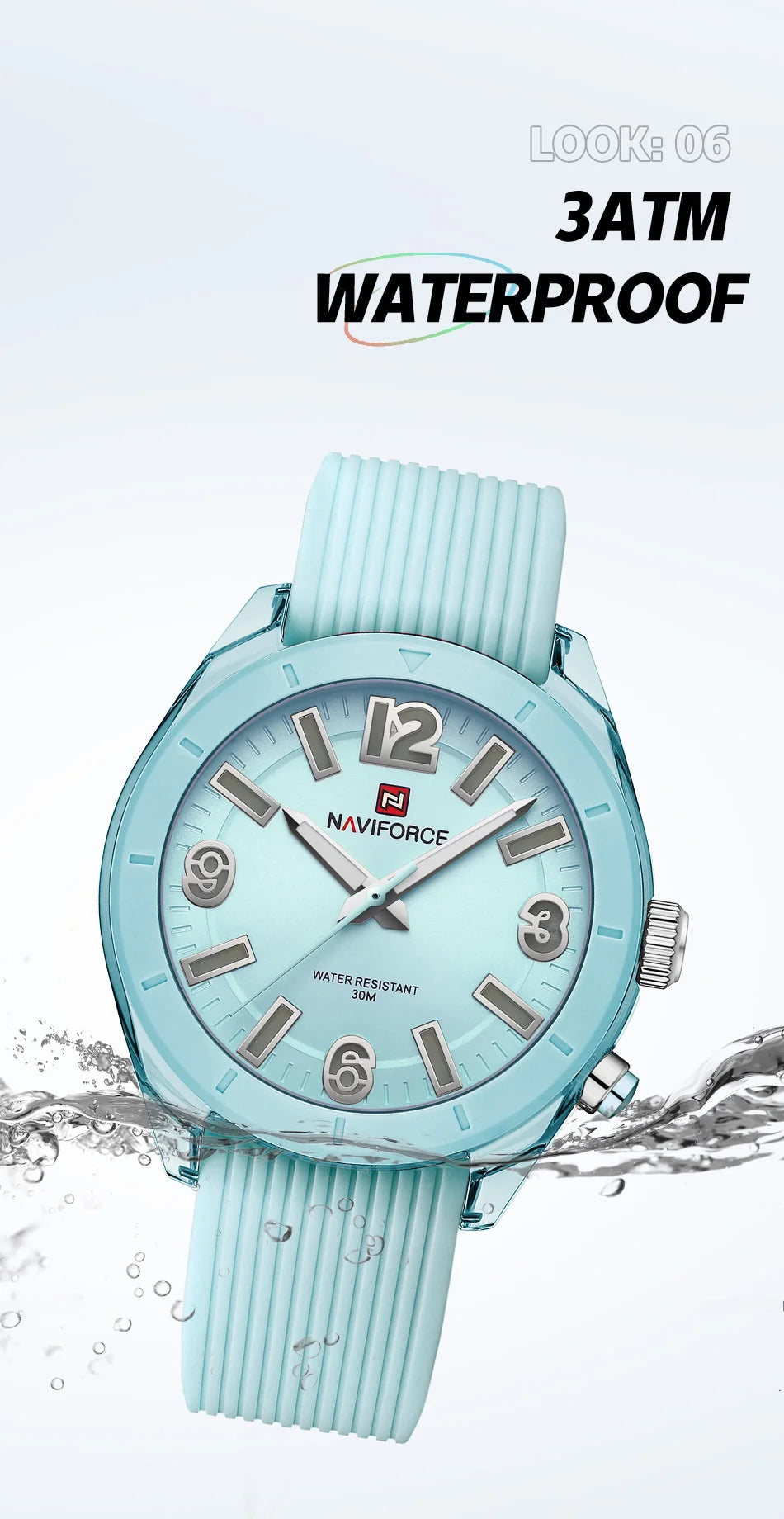NAVIFORCE Women's Waterproof Watch Fashion Casual Luminous Display Quartz Wristwatch with Silicone Band Reloj Mujer High Quality