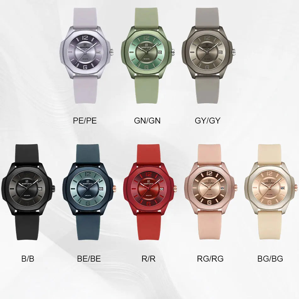 High Quality NAVIFORCE Women's Luxury Elegant Quartz Watch Simple Style Silicone Strap 3ATM Waterproof Wristwatches Reloj Mujer