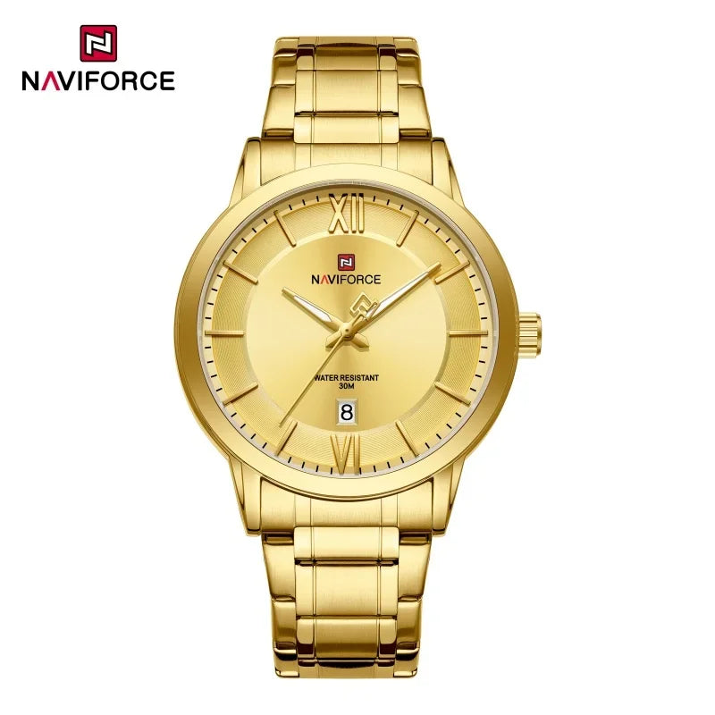 NAVIFORCE Original Watches for Men Military Sports Calendar Clock Luxury Waterproof Quartz Steel Strap WristWatch Reloj Hombre